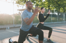 Man holding a plank exercise position for core strength