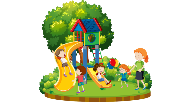 Safe playground equipment for children's entertainment and cognitive development.