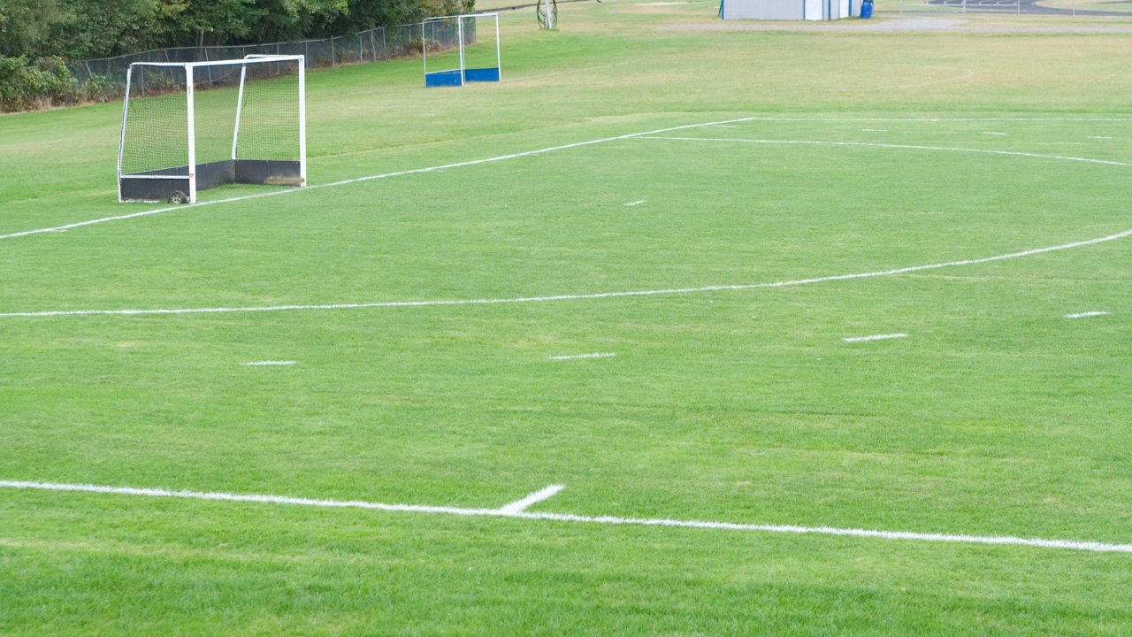 Sports field with seating arrangements, artificial turf, field layout, and contractor discussing design and cost considerations.